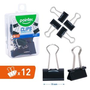 Clips POINTER negro 19 mm 12 unidades