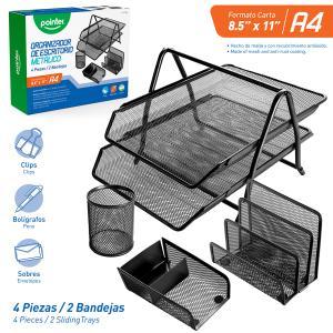 Organizador de Escritorio metalico 4 piezas A4